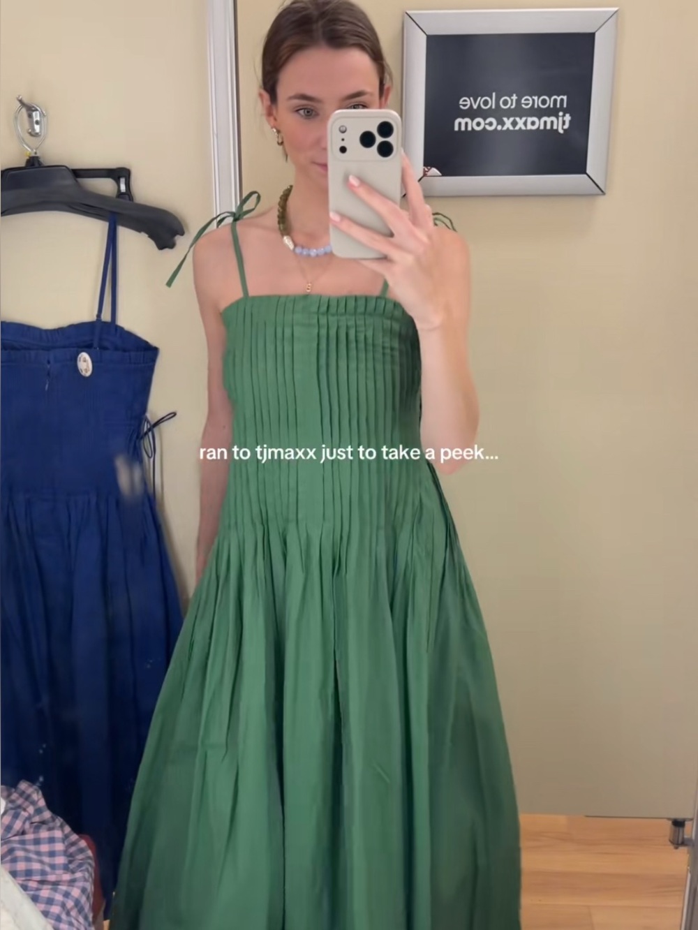 Moon River Emerald Green Pleated Tie-Shoulder Midi Dress
